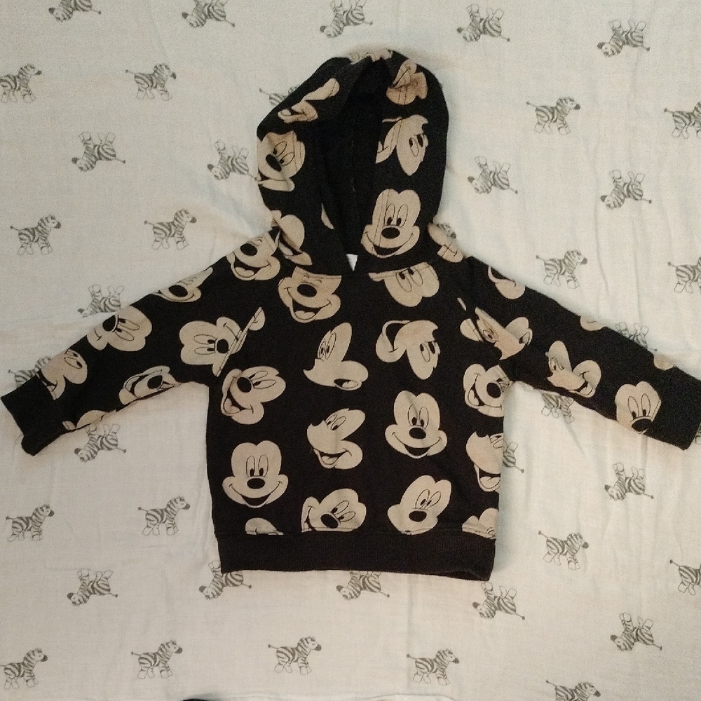 Disney Black and Cream Sweatshirt Mickey Mouse Pattern